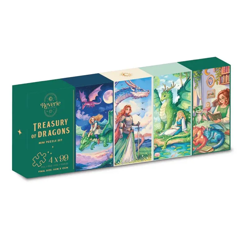 Reverie Treasury Of Dragons 4 X 99Pc Mini Jigsaw Puzzle Set 1