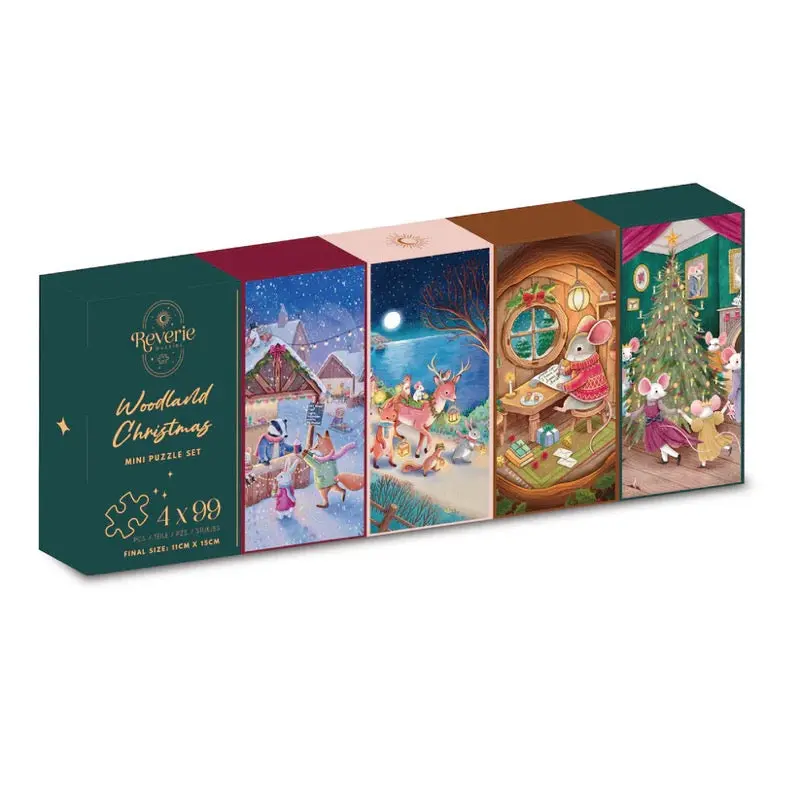 Reverie Woodland Christmas 4 X 99Pc Mini Jigsaw Puzzle Set 1