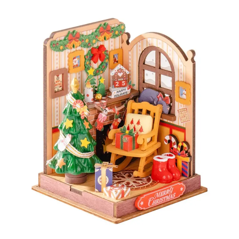 Robotime Diy Mini House Christmas Fireplace 1