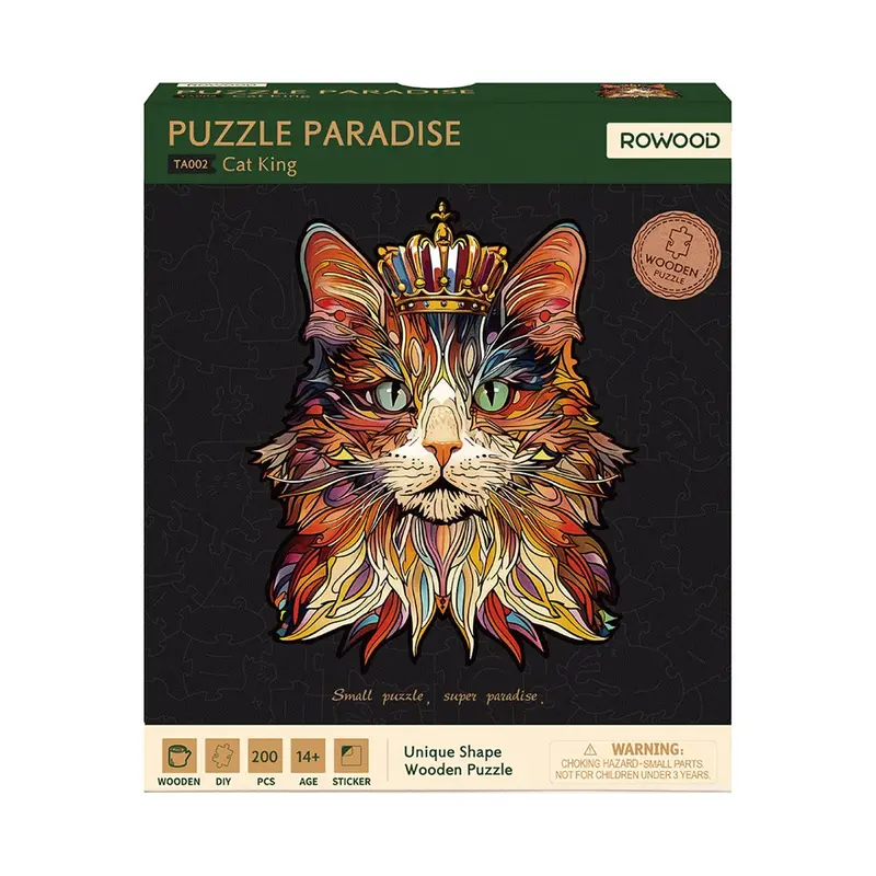 Robotime Puzzle Paradise Cat King 200Pc Wooden Jigsaw Puzzle 1