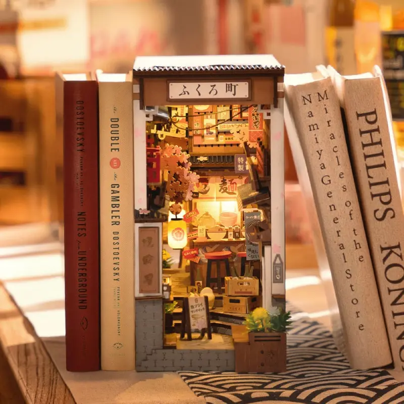 Robotime Rolife Diy Bookends Sakura Wine Alley 2
