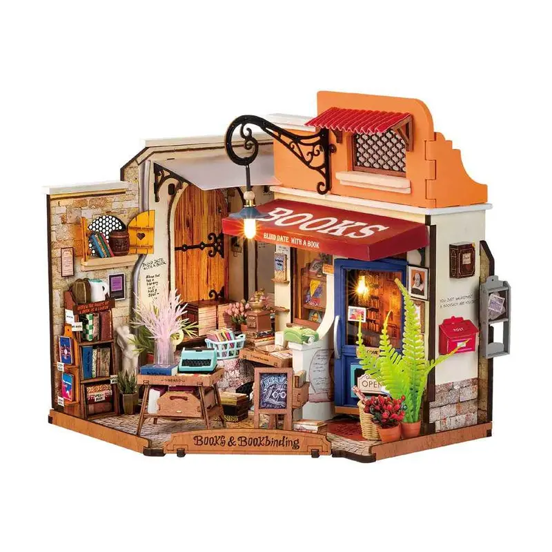 Robotime Rolife Diy Mini House Corner Bookstore 1