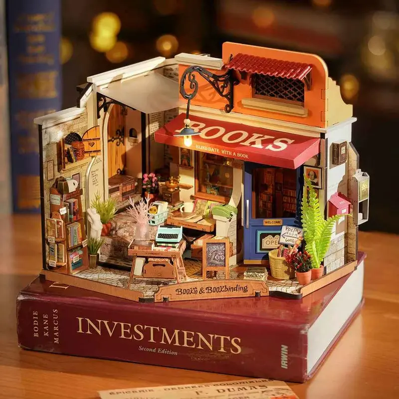 Robotime Rolife Diy Mini House Corner Bookstore 2