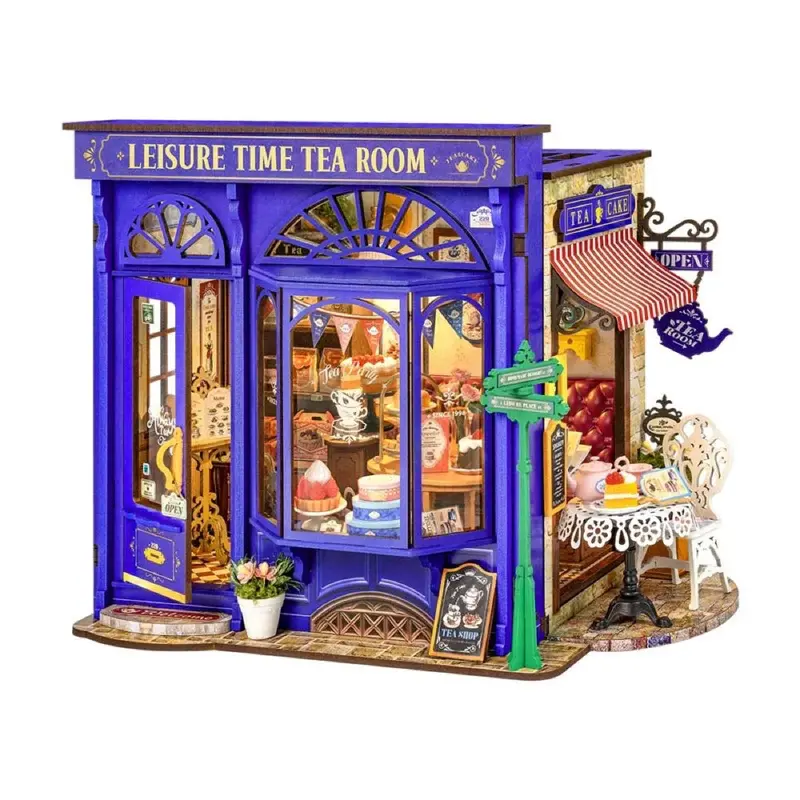 Robotime Rolife Diy Mini House Leisure Time Tea Room 1