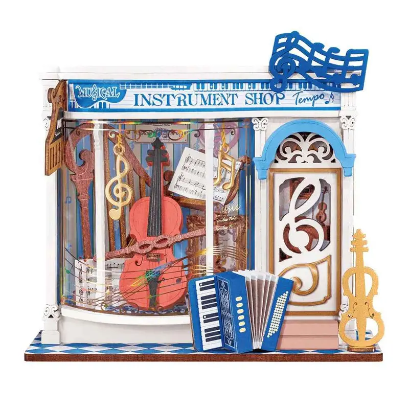 Robotime Rolife Diy Mini Store Melody Instrument Shop 1