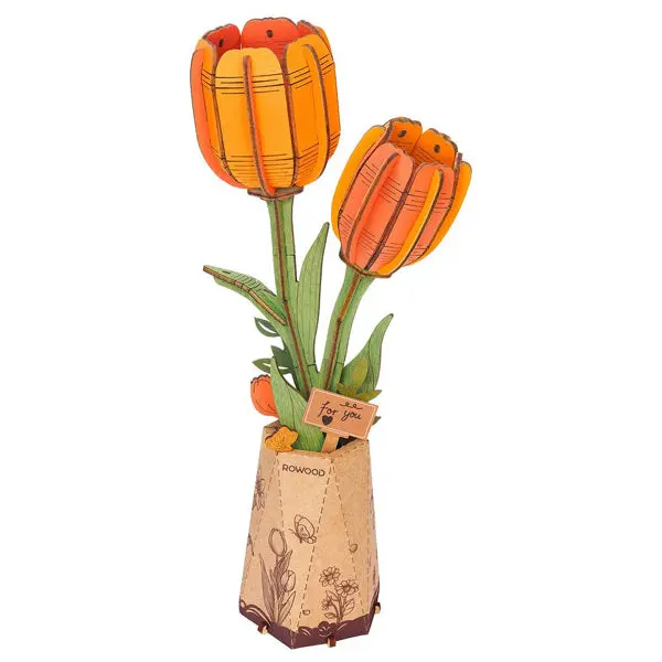 Robotime Wood Bloom Orange Tulip 1