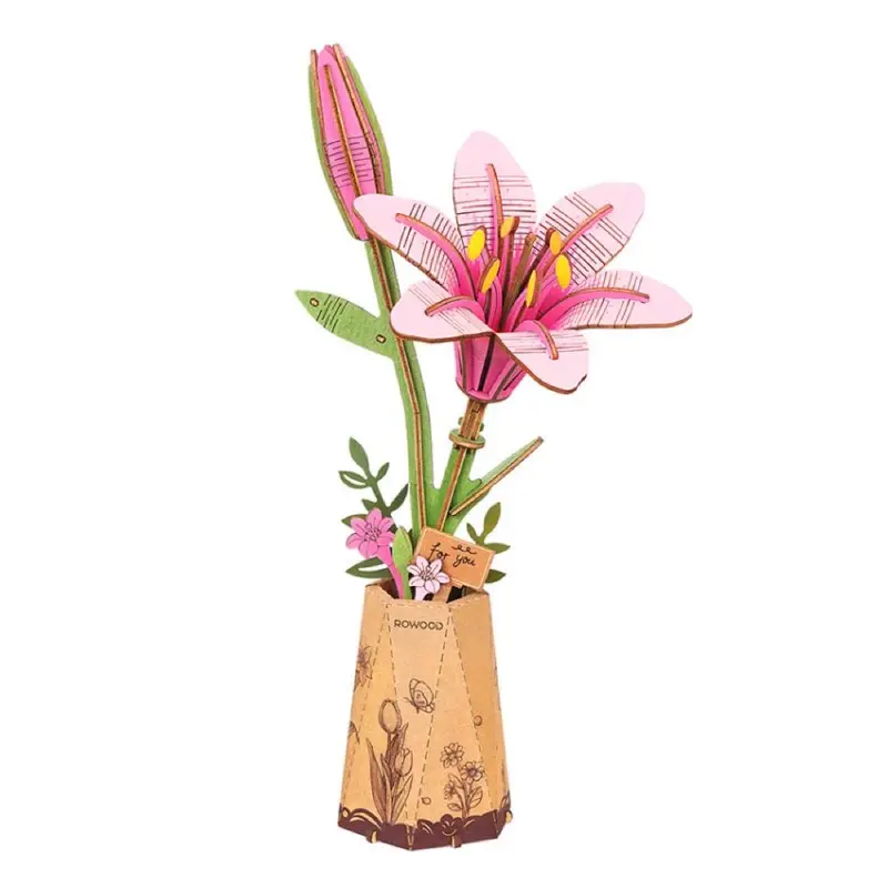 Robotime Wood Bloom Pink Lily 1