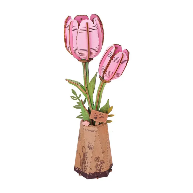 Robotime Wood Bloom Pink Tulip 1