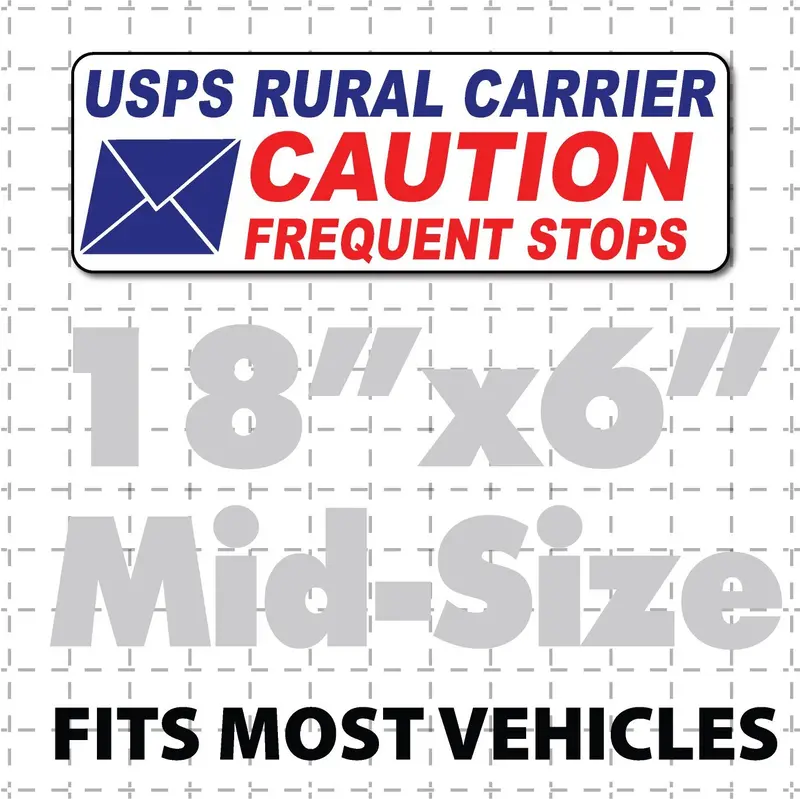 Rural Carrier Magnet Caution Frequent Stops Magnetic Sign 18X6" Envelope 1