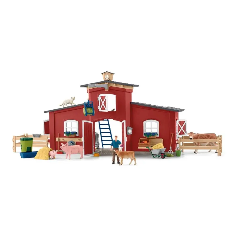 Schleich 42606 Red Barn With Animals & Accessories 1