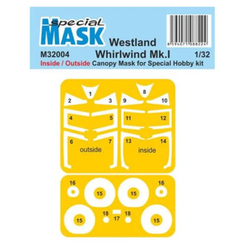 Special Mask M32004 1/32 Westland Whirlwind Mk.I Inside/Outside 1