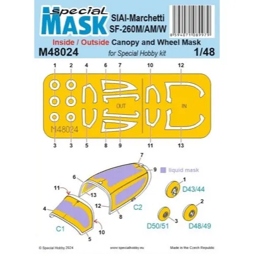 Special Mask M48024 1/48 Siai-Marchetti Sf-260M/Am/W Inside/Outside 1