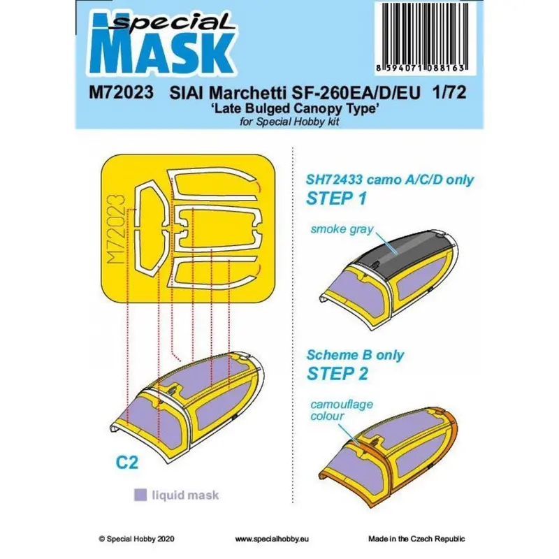 Special Mask M72023 1/72 Siai-Marchetti Sf-260Ea/D/Eu ‘Late Bulged Canopy Type’ 1