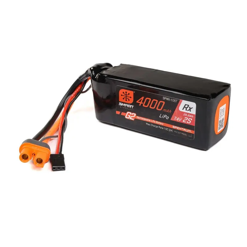 Spektrum 4000Mah 2S2p 15C Smart G2 Receiver Lipo Battery With Ic3 Connector 1