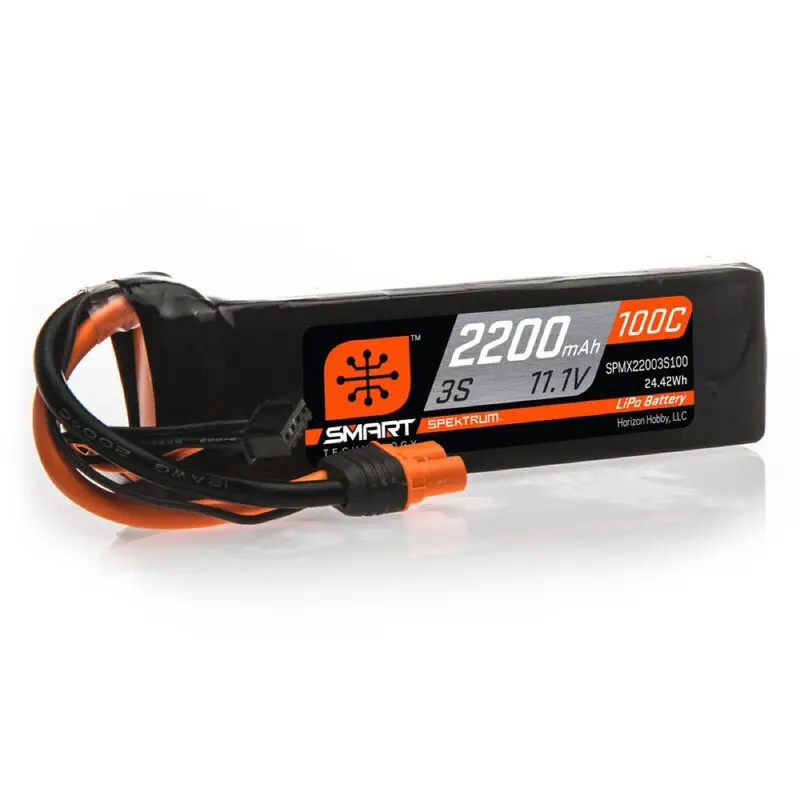 Spektrum Spmx22003s100 2200Mah 3S 11.1V 100C Smart Lipo Battery With Ic3 Connector 1