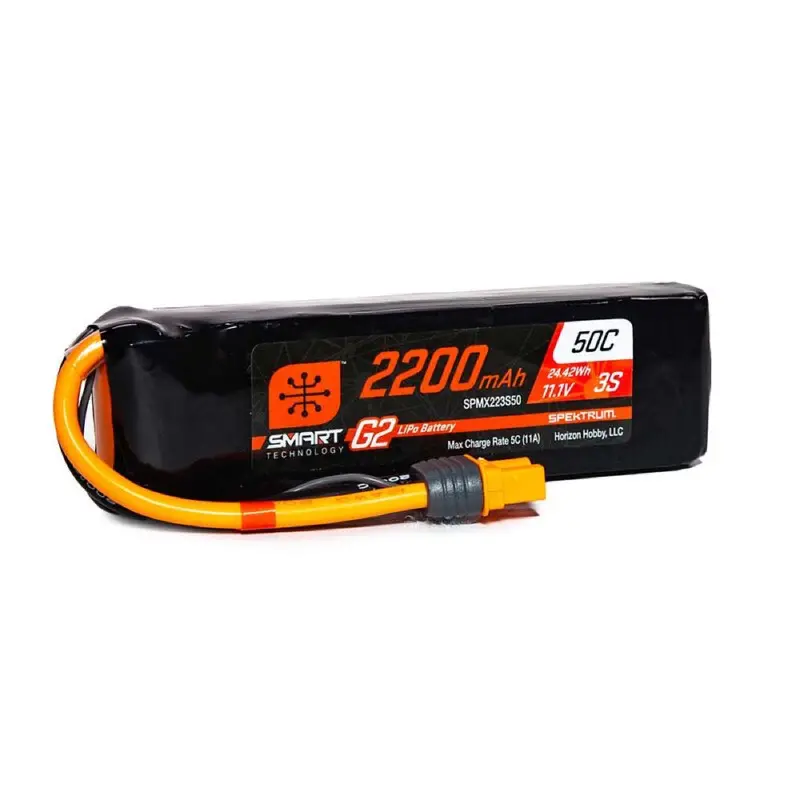 Spektrum Spmx223s50 2200Mah 3S 11.1V 50C Smart G2 Lipo Battery With Ic3 Connector 1