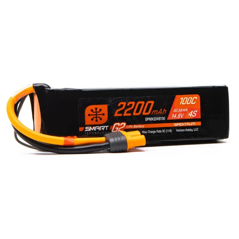 Spektrum Spmx224s100 2200Mah 4S 14.8V 100C Smart G2 Lipo Battery With Ic3 Connector 1