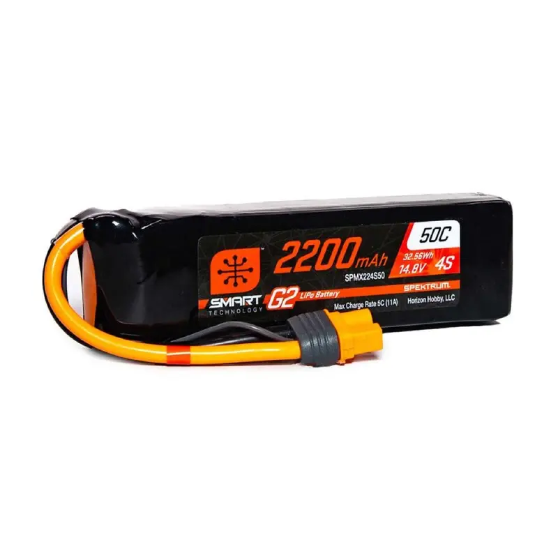 Spektrum Spmx224s50 2200Mah 4S 14.8V 50C Smart G2 Lipo Battery With Ic3 Connector 1