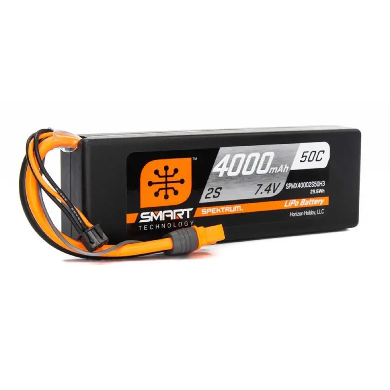 Spektrum Spmx40002s50h3 4000Mah 2S 7.4V 50C Smart Hard Case Lipo Battery Ic3 Connector 1