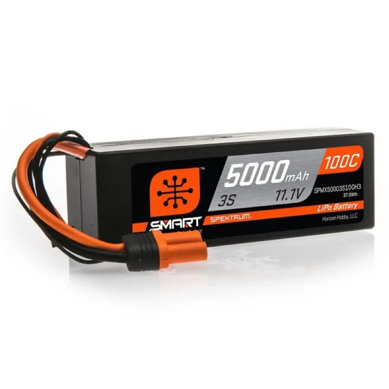 Spektrum Spmx50003s100h3 5000Mah 3S 11.1V 100C Smart Hard Case Lipo Battery With Ic3 Connector 1