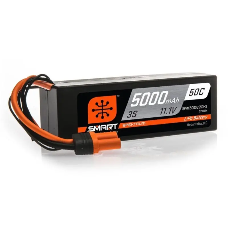 Spektrum Spmx50003s50h3 5000Mah 3S 11.1V 50C Smart Hard Case Lipo Battery With Ic3 Connector 1