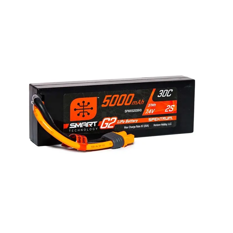 Spektrum Spmx52s30h3 5000Mah 2S 7.4V 30C Smart G2 Hard Case Lipo Battery With Ic3 Connector 1