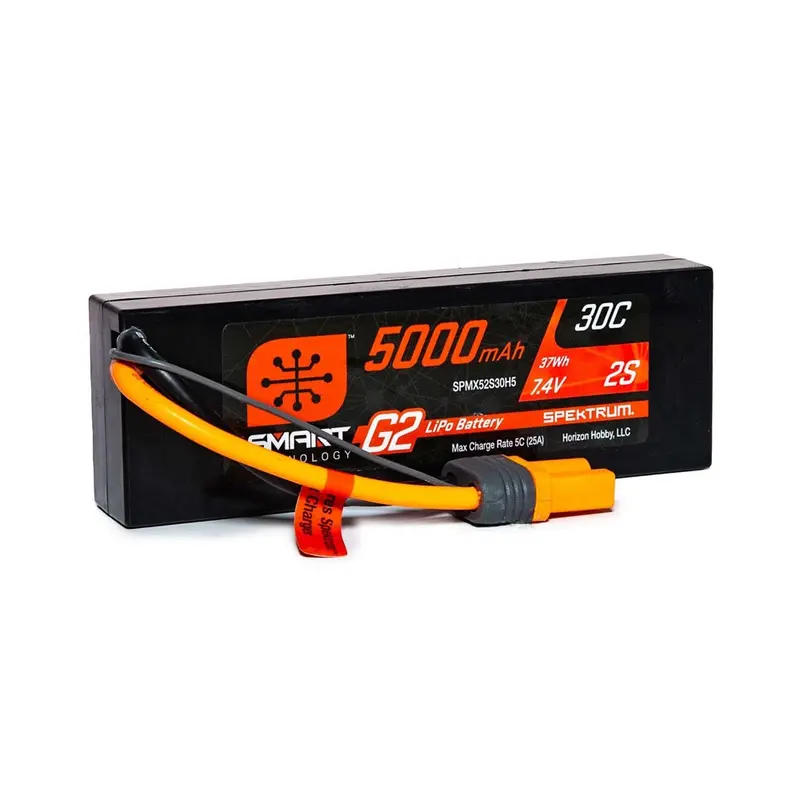 Spektrum Spmx52s30h5 5000Mah 2S 7.4V 30C Smart G2 Hard Case Lipo Battery With Ic5 Connector 1