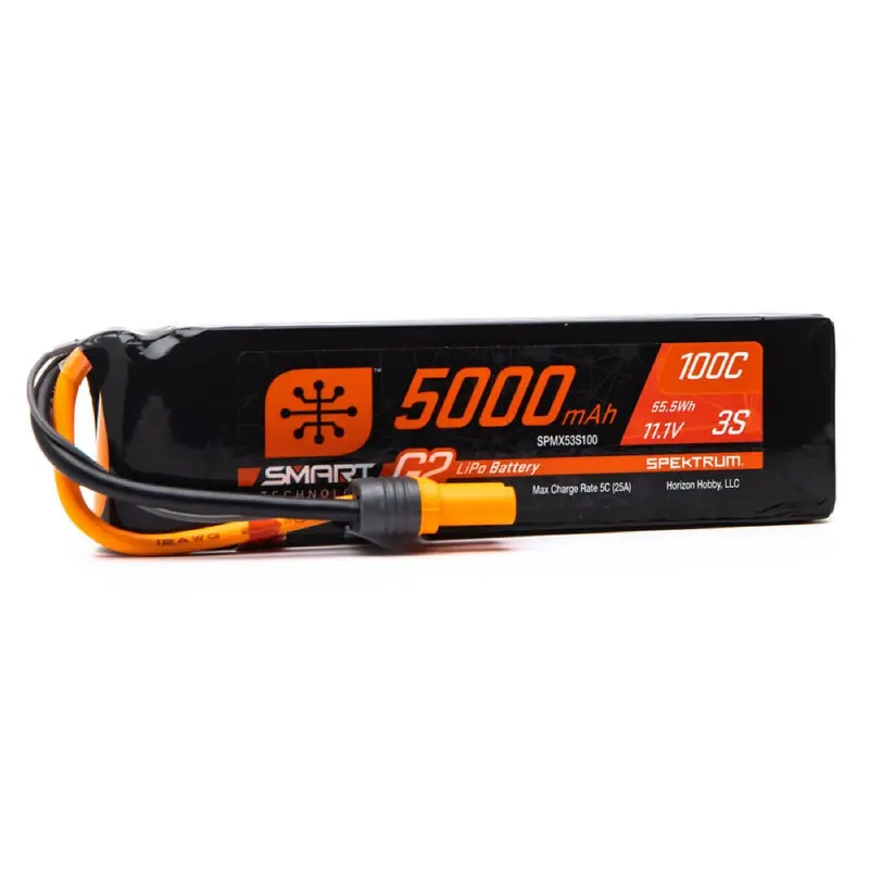 Spektrum Spmx53s100 5000Mah 3S 11.1V 100C Smart G2 Lipo Battery With Ic5 Connector 1