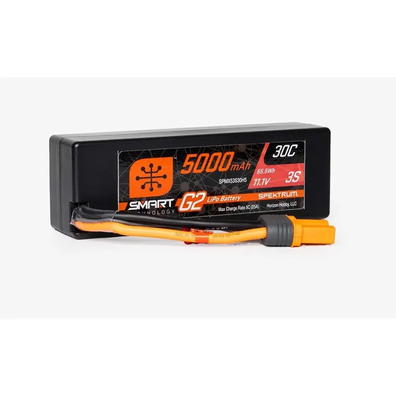 Spektrum Spmx53s30h5 5000Mah 3S 11.1V 30C Smart G2 Hard Case Lipo Battery With Ic5 Connector 1