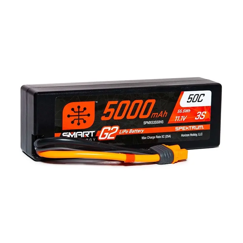 Spektrum Spmx53s50h3 5000Mah 3S 11.1V 50C Smart G2 Hard Case Lipo Battery With Ic3 Connector 1