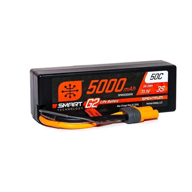 Spektrum Spmx53s50h5 5000Mah 3S 11.1V 50C Smart G2 Hard Case Lipo Battery With Ic5 Connector 1
