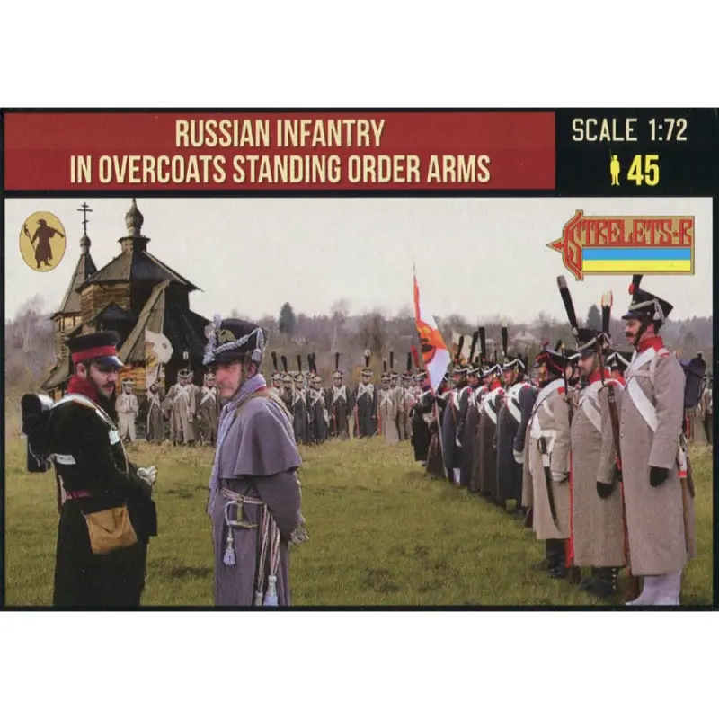 Strelets 219 1/72 Napoleonic Russian Infantry In Overcoats Standing Order Arms 1