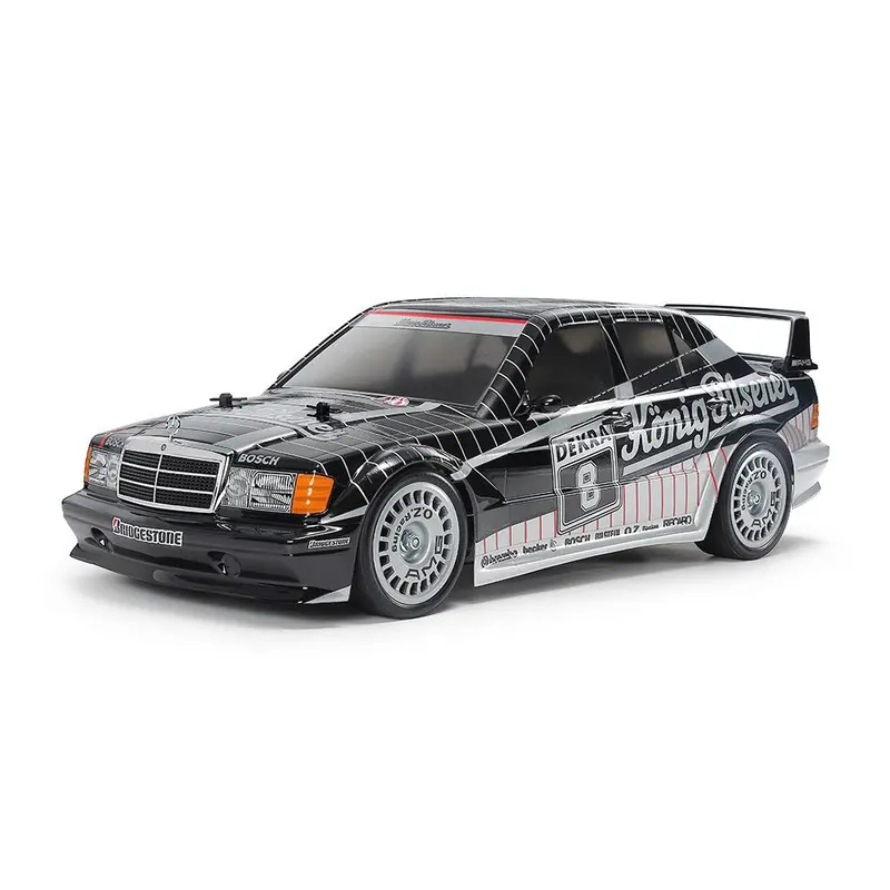 Tamiya 47525 1/10 1991 Mercedes-Benz 190 E 2.5-16 Evo Ii Rc Car Kit With Blasil Black/Silver Painted Body (Tt-02) 1