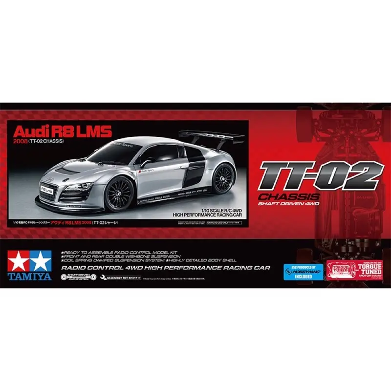 Tamiya 58749 1/10 Audi R8 Lms 2008 Tt-02 Rc Car Kit 1