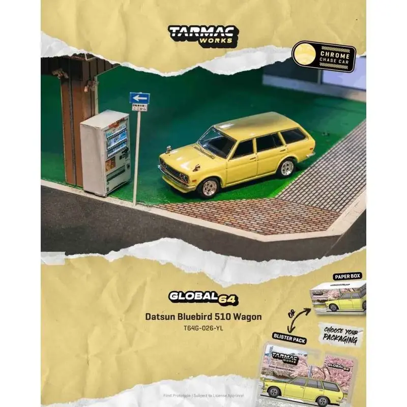 Tarmac Works T64g-026-Yl 1/64 Datsun Bluebird 510 Wagon Yellow 1