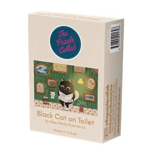 The Puzzle Collab Black Cat On The Toilet 99 Piece Micro Puzzle 1