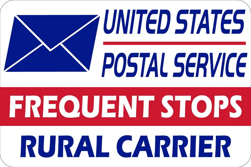 U.S. Mail Frequent Stops – Rural Carrier Magnetic Sign (18" × 12") 1
