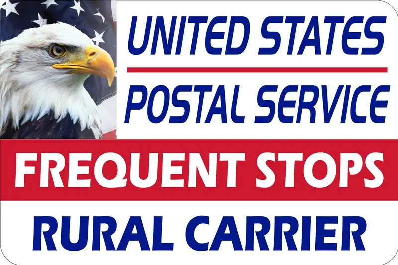 U.S. Postal Service Frequent Stops Rural Carrier Magnetic Sign – 18" × 12" 1
