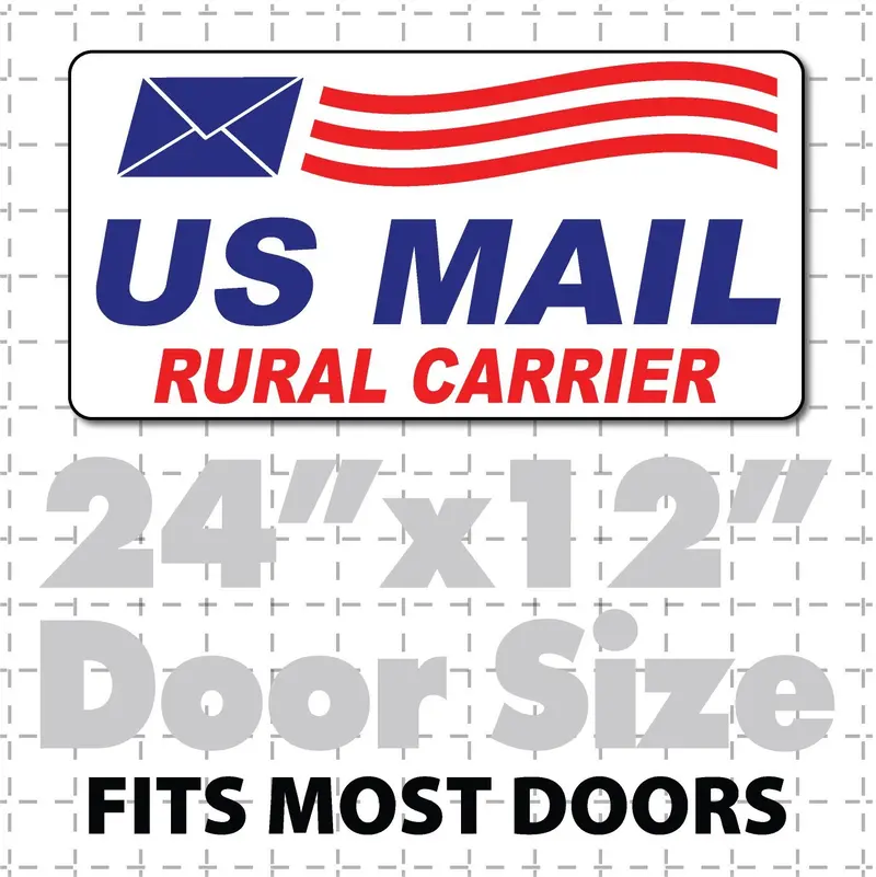 Us Mail Magnet For Rural Carrier 24"X12" With Envelope Waving Flag 1