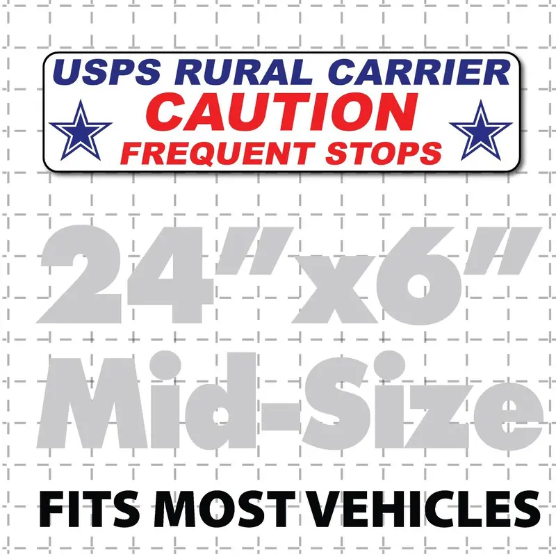 Us Mail Magnetic Sign For Rural Carrier Caution Frequent Stops 24X6" Stars 1