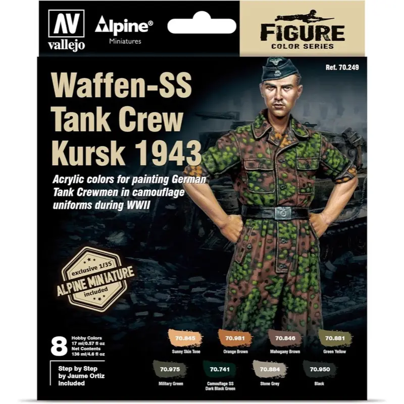 Vallejo 70249 Model Colour Alpine Waffen-Ss Tank Crew Kursk 1943 Acrylic Paint Set 1