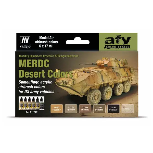Vallejo 71212 Model Air Merdc Desert 6 Colour Acrylic Paint Set 1