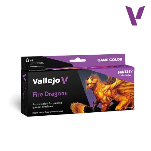 Vallejo 72196 Game Colour Fire Dragons 8 Colour Acrylic Paint Set 1