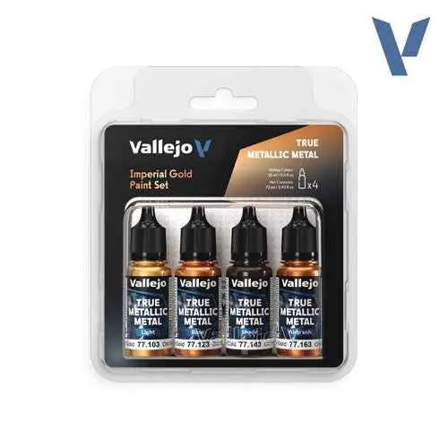 Vallejo 77252 True Metallic Metal Imperial Gold 4 Colour Paint Set 1