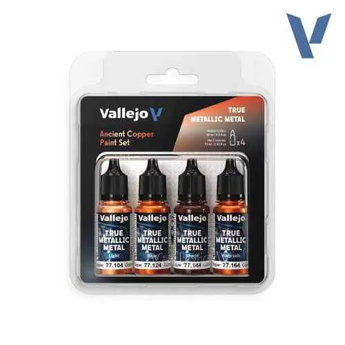 Vallejo 77253 True Metallic Metal Ancient Copper 4 Colour Paint Set 1