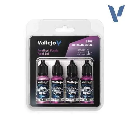 Vallejo 77255 True Metallic Metal Amethyst Purple 4 Colour Paint Set 1