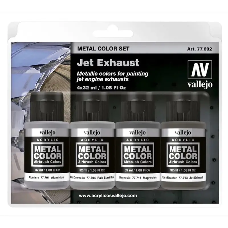 Vallejo 77602 Metal Colour Jet Exhaust 4 Colour Acrylic Paint Set 1