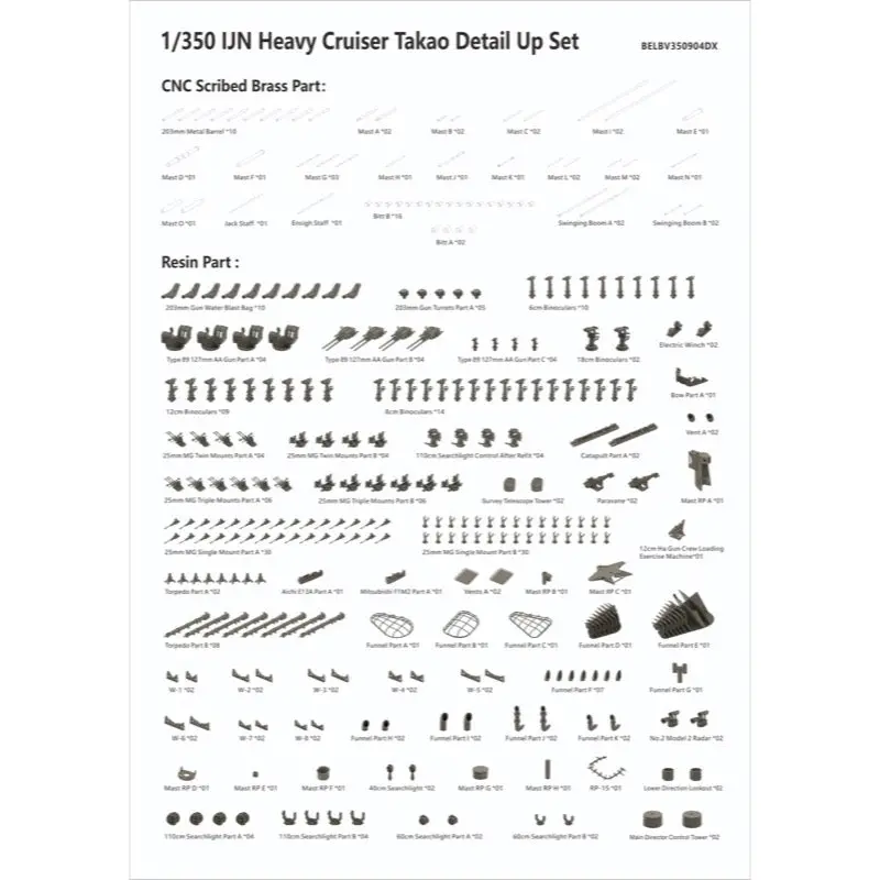 Very Fire Belbv350904up 1/350 Ijn Takao Detail Up Set 1
