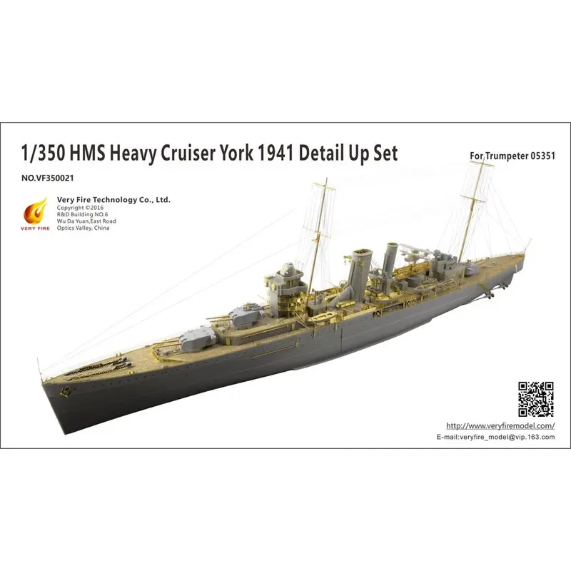 Very Fire Vf350021 1/350 Hms York Detail Up Set For Trumpeter 05351 1