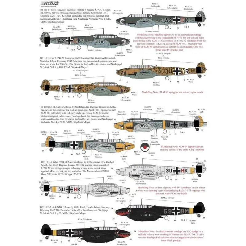 Xtradecal 48183 1/48 Messerschmitt Bf-110 C, D, E, F, And G 2
